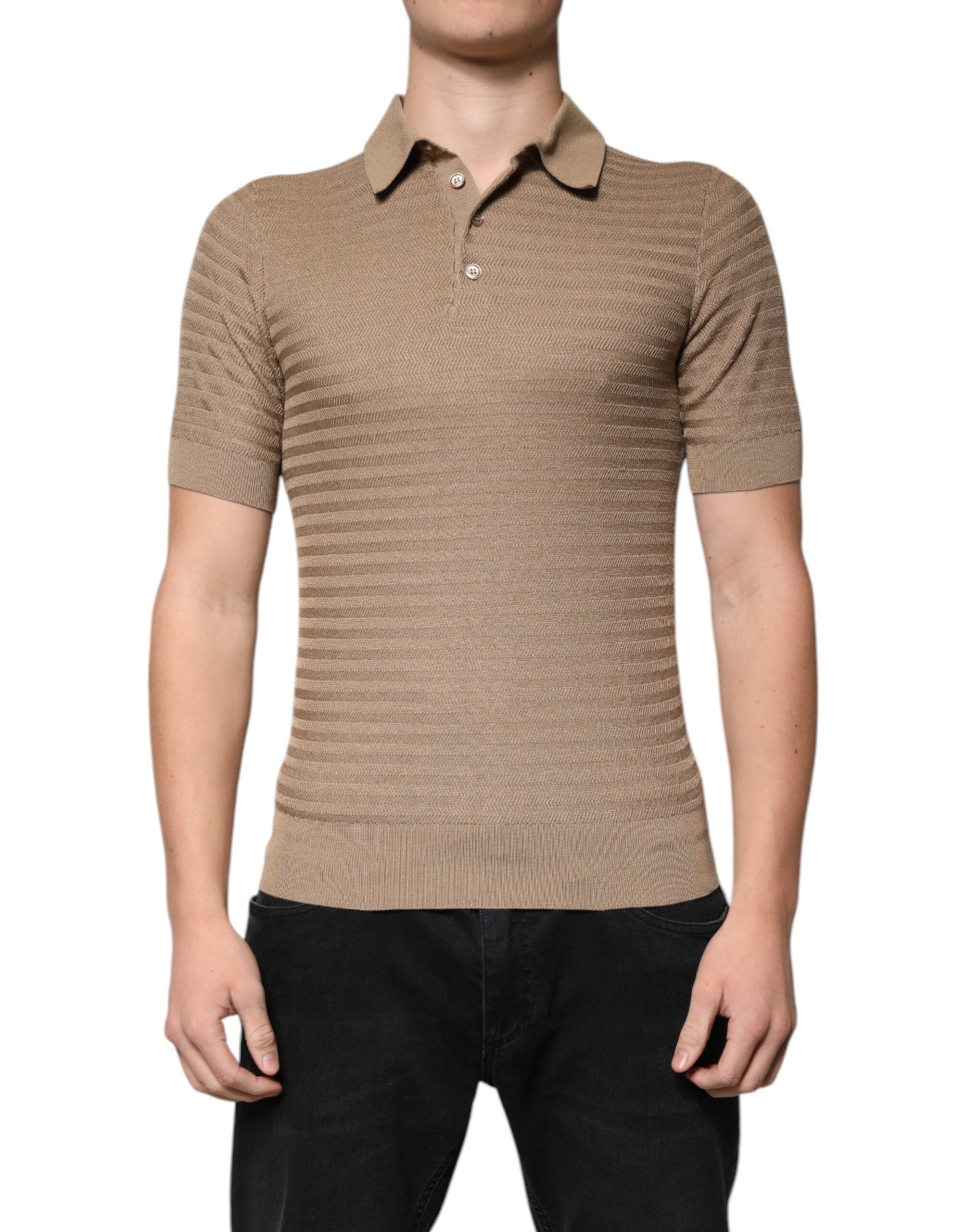 Dolce & Gabbana Brown Collared Short Sleeves Polo T-shirt - ACCEXO