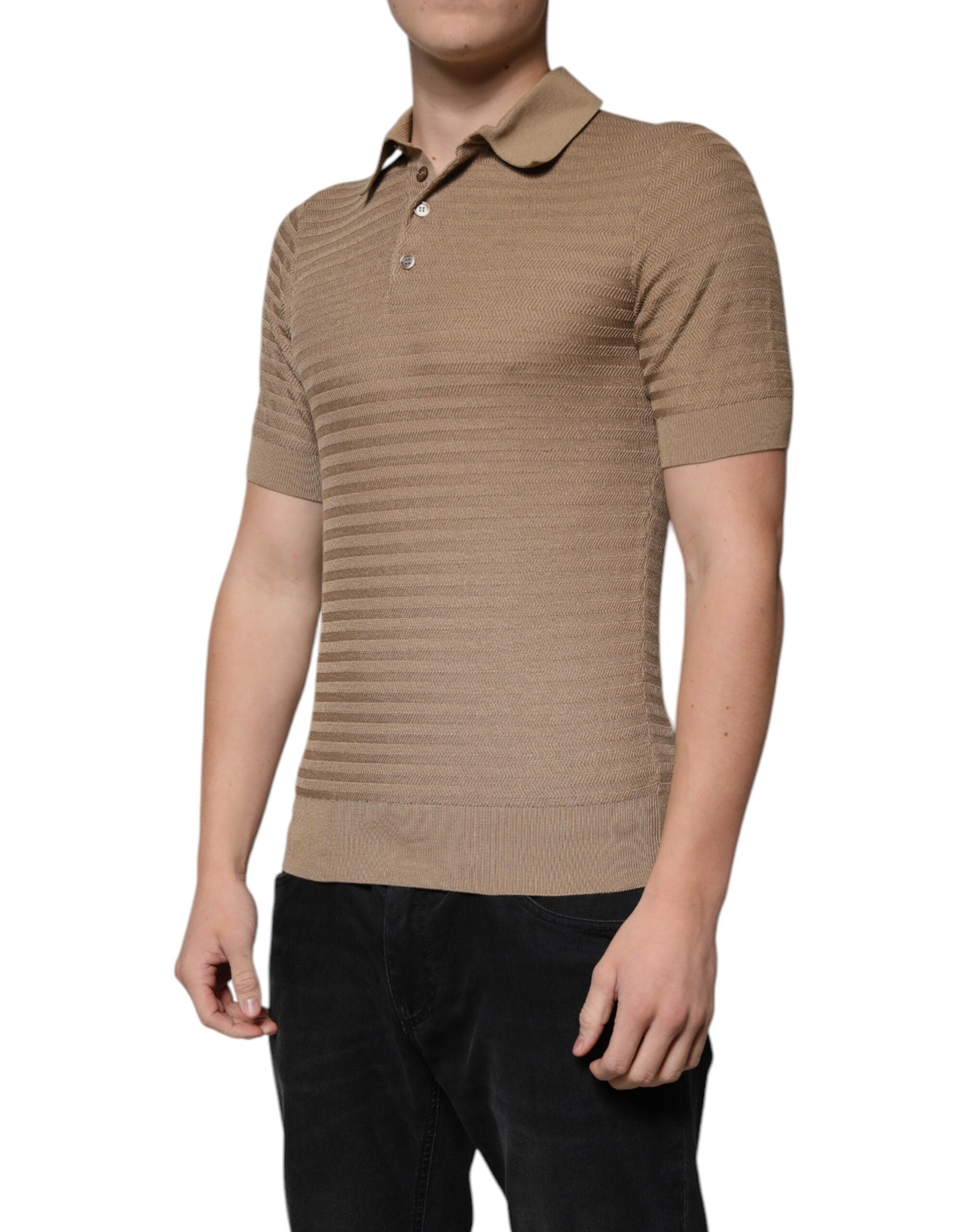 Dolce & Gabbana Brown Collared Short Sleeves Polo T-shirt - ACCEXO