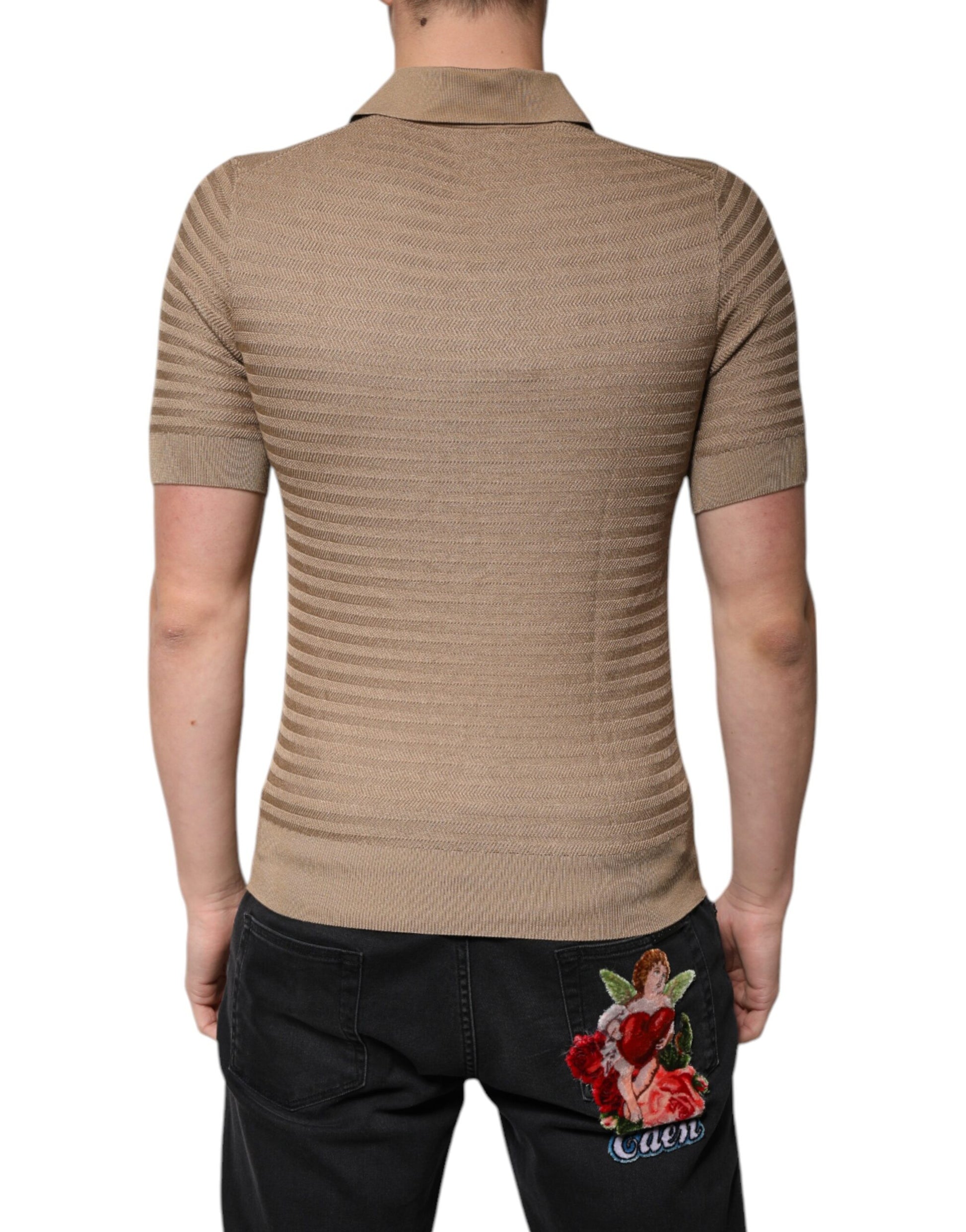 Dolce & Gabbana Brown Collared Short Sleeves Polo T-shirt - ACCEXO