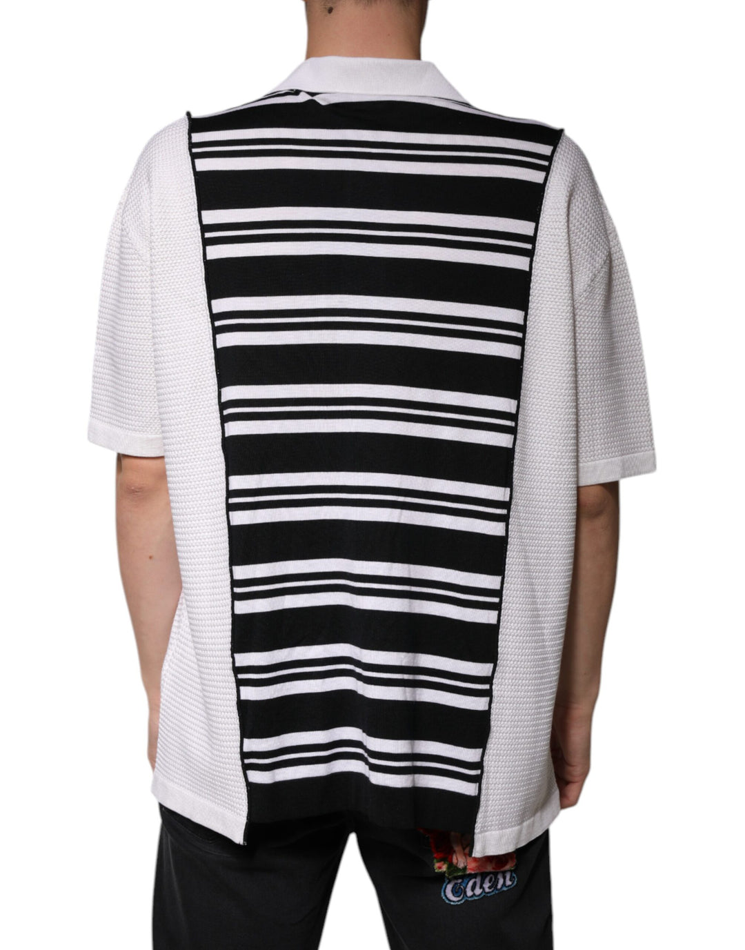 Dolce & Gabbana Black White Stripes Collared Polo T-shirt