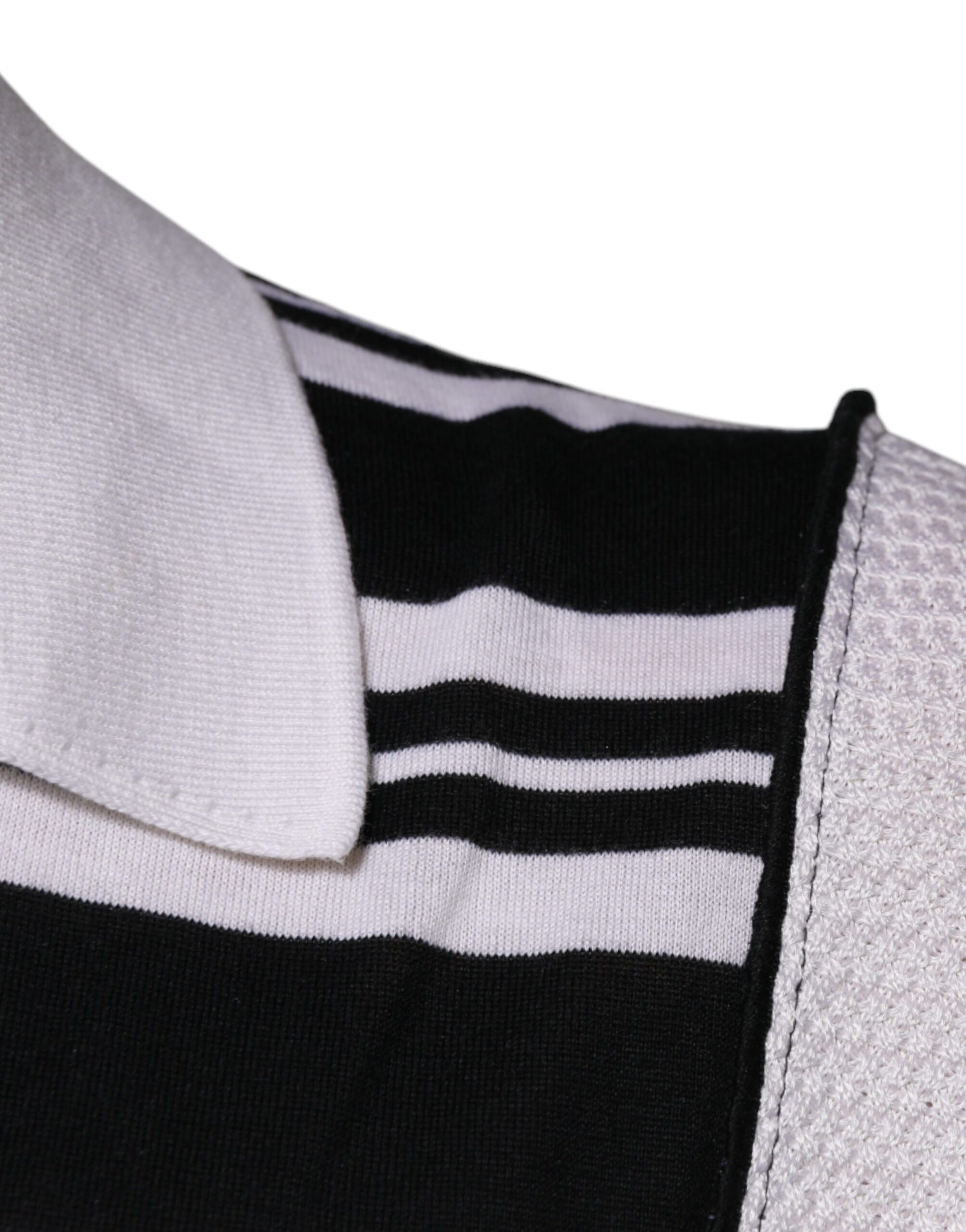 Dolce & Gabbana Black White Stripes Collared Polo T-shirt - ACCEXO