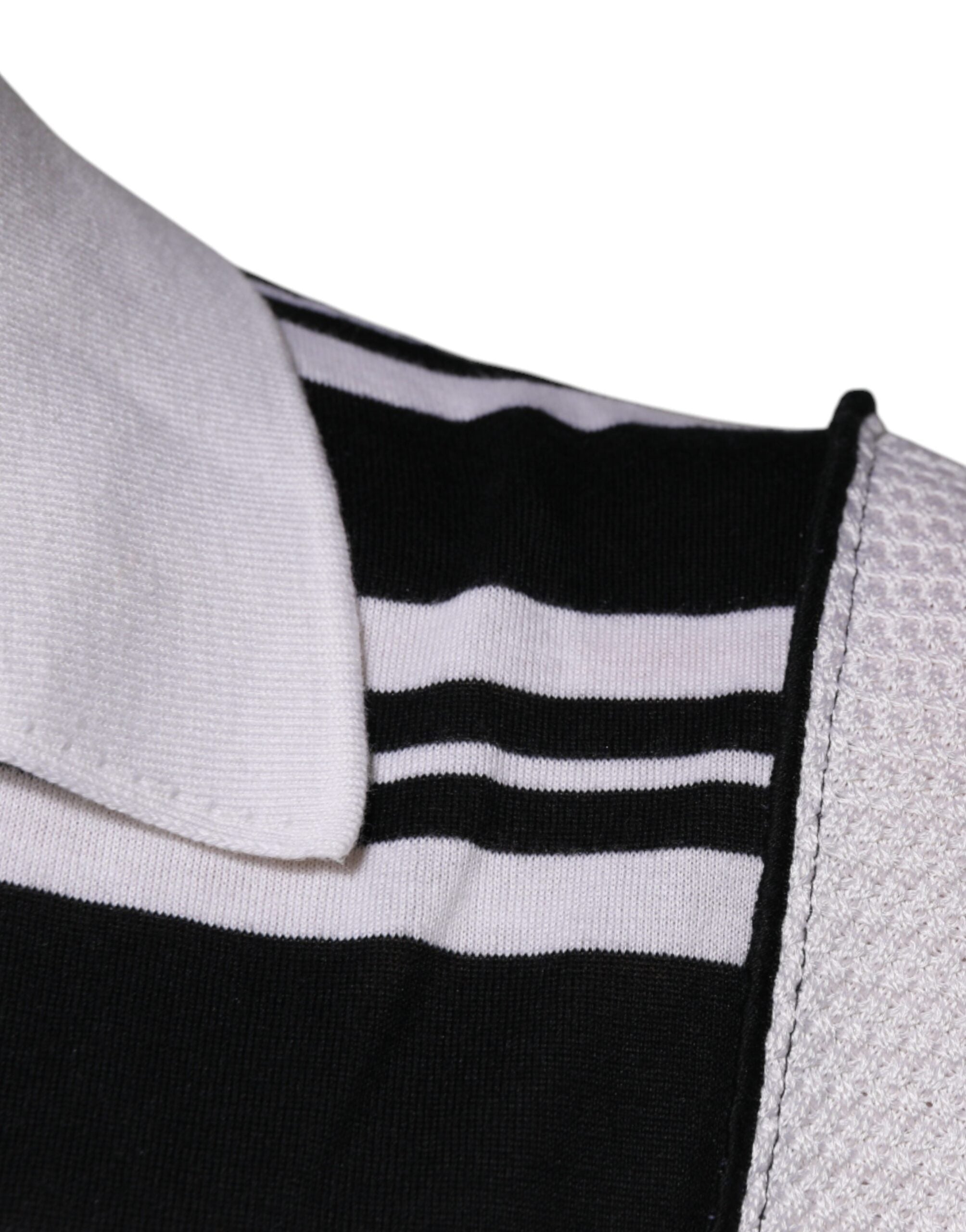 Dolce & Gabbana Black White Stripes Collared Polo T-shirt - ACCEXO
