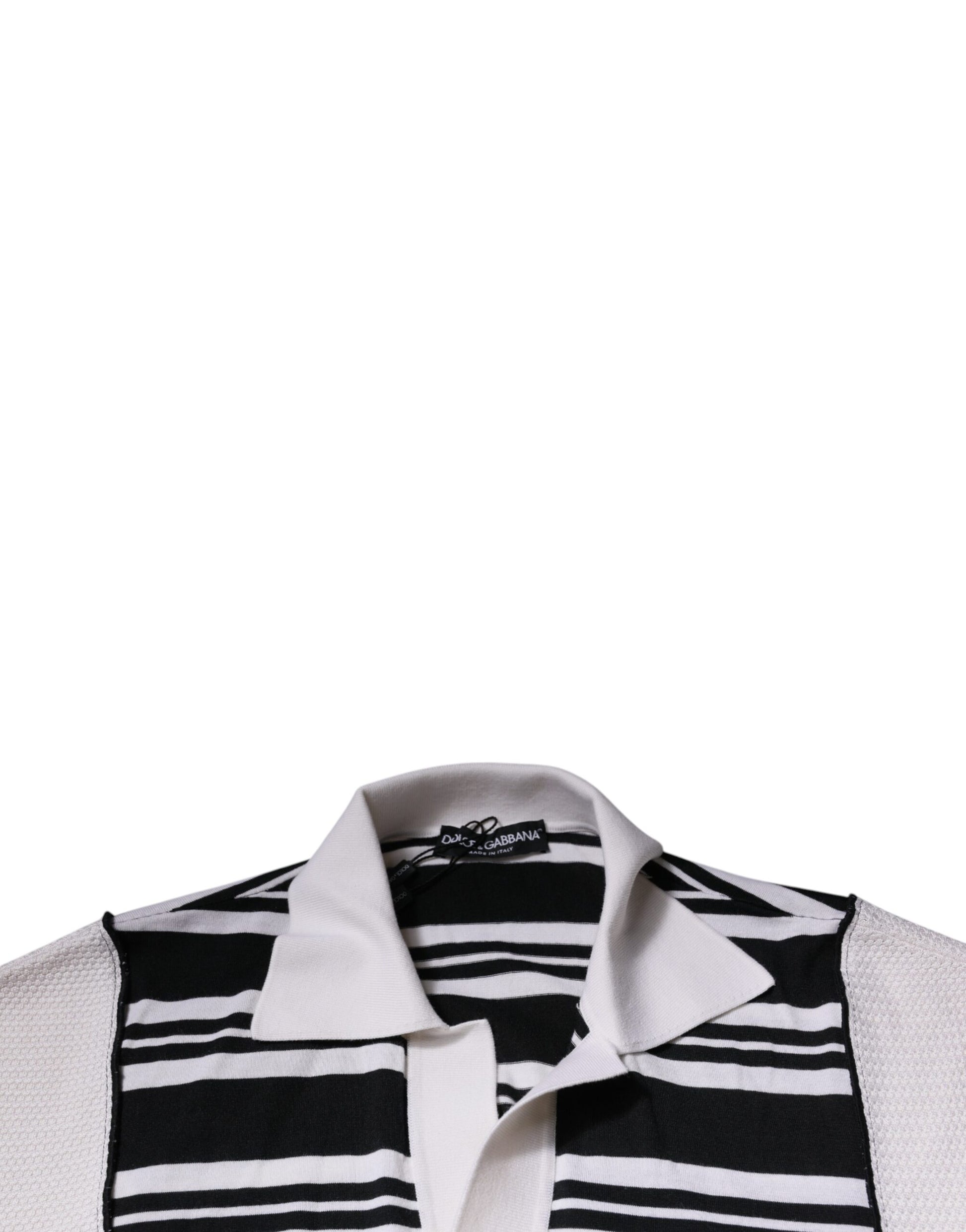 Dolce & Gabbana Black White Stripes Collared Polo T-shirt - ACCEXO