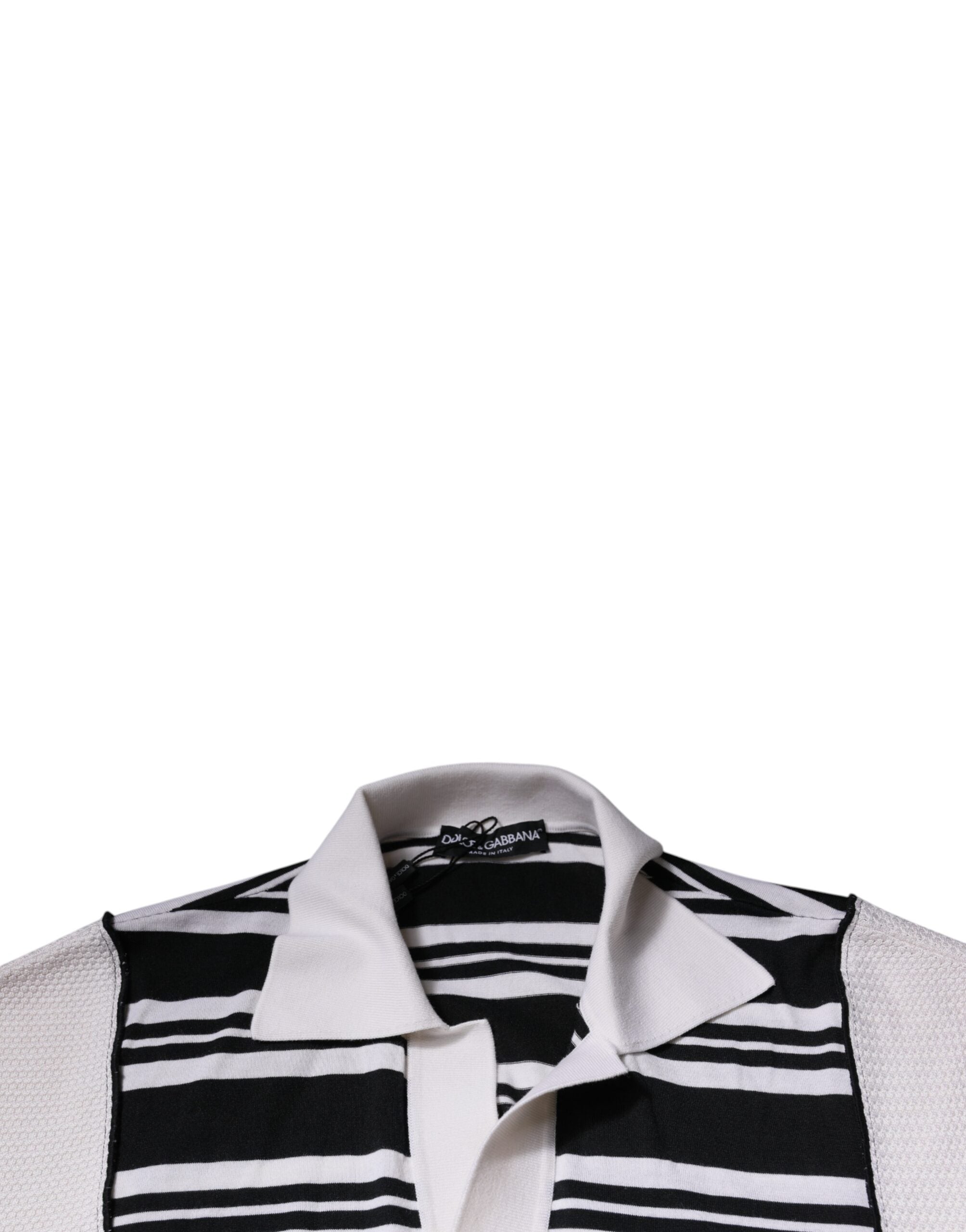 Dolce & Gabbana Black White Stripes Collared Polo T-shirt - ACCEXO