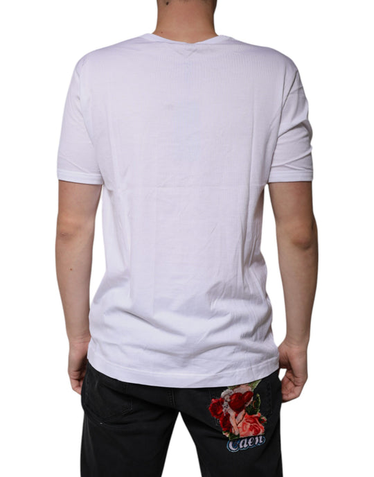 Dolce & Gabbana White Cotton Round Neck Short Sleeves T-shirt