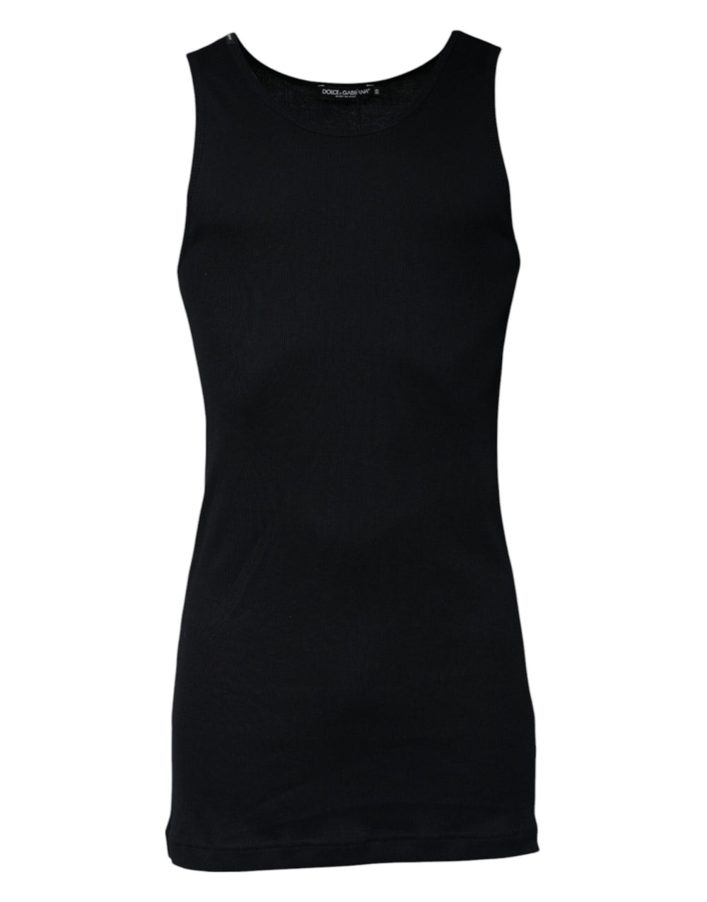 Dolce & Gabbana Black Cotton Sleeveless Round Neck Tank T-shirt