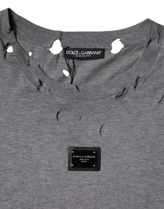 Dolce & Gabbana Gray Logo Crew Neck Short Sleeves T-shirt