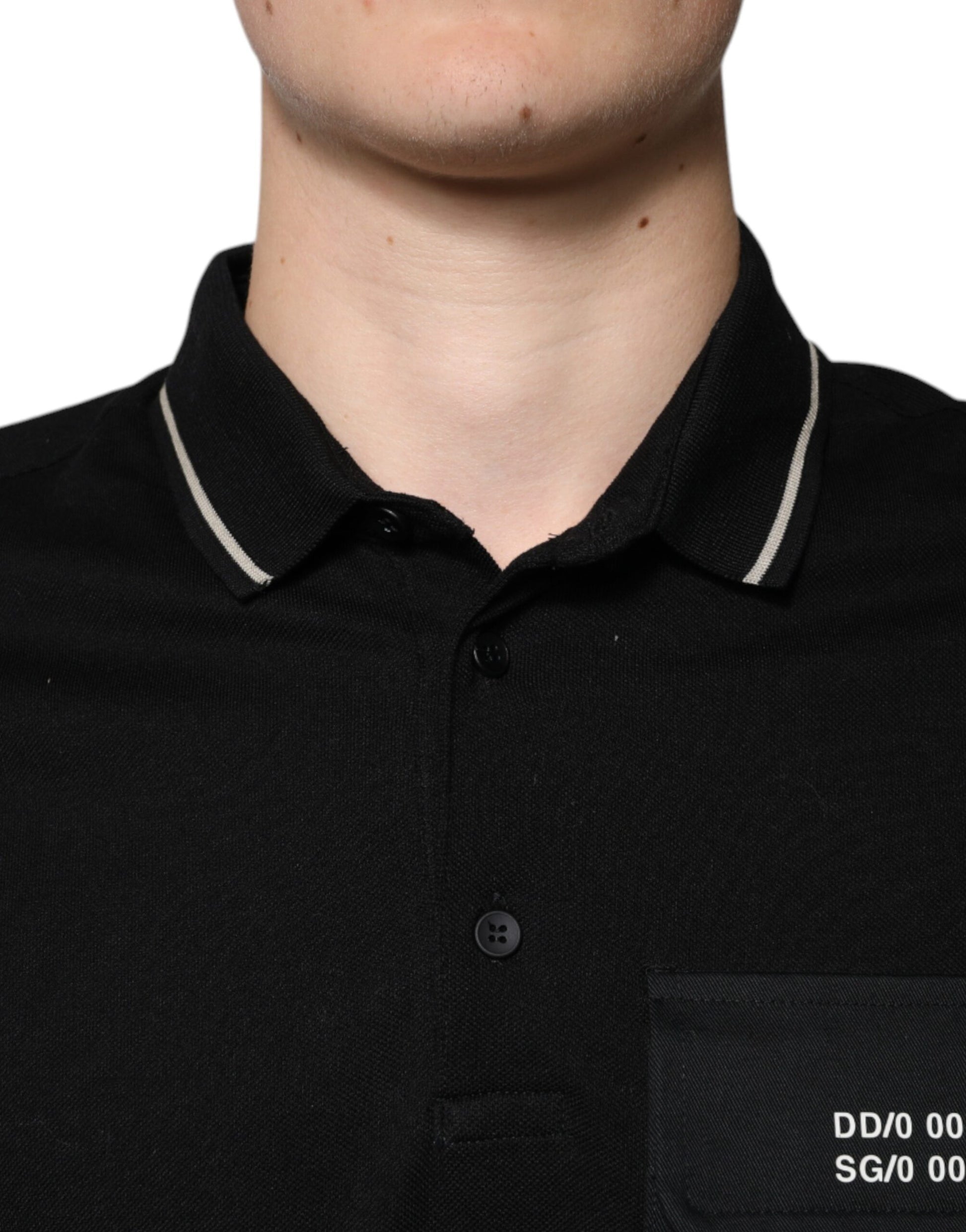 Dolce & Gabbana Black White Cotton Short Sleeves Polo T-shirt - ACCEXO
