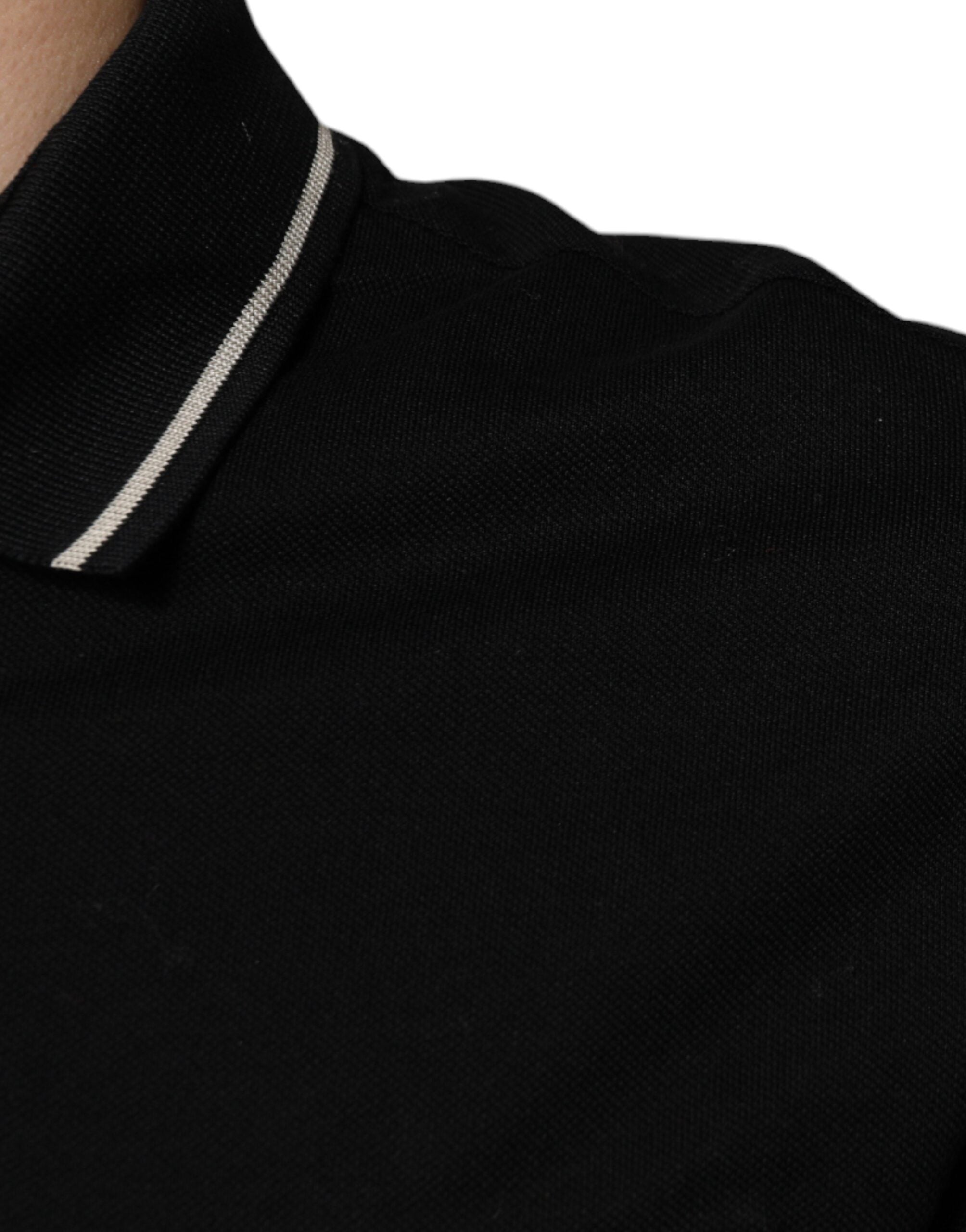 Dolce & Gabbana Black White Cotton Short Sleeves Polo T-shirt - ACCEXO