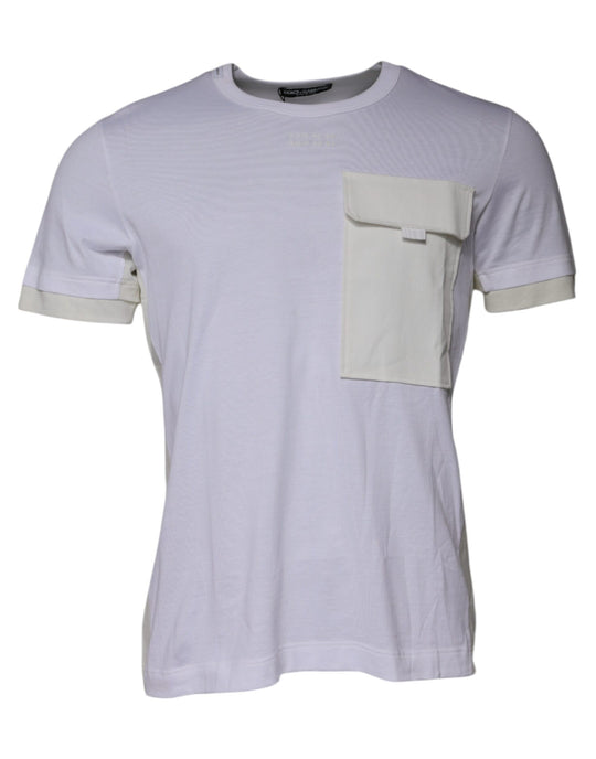 Dolce & Gabbana White Cotton Crew Neck Short Sleeves T-shirt