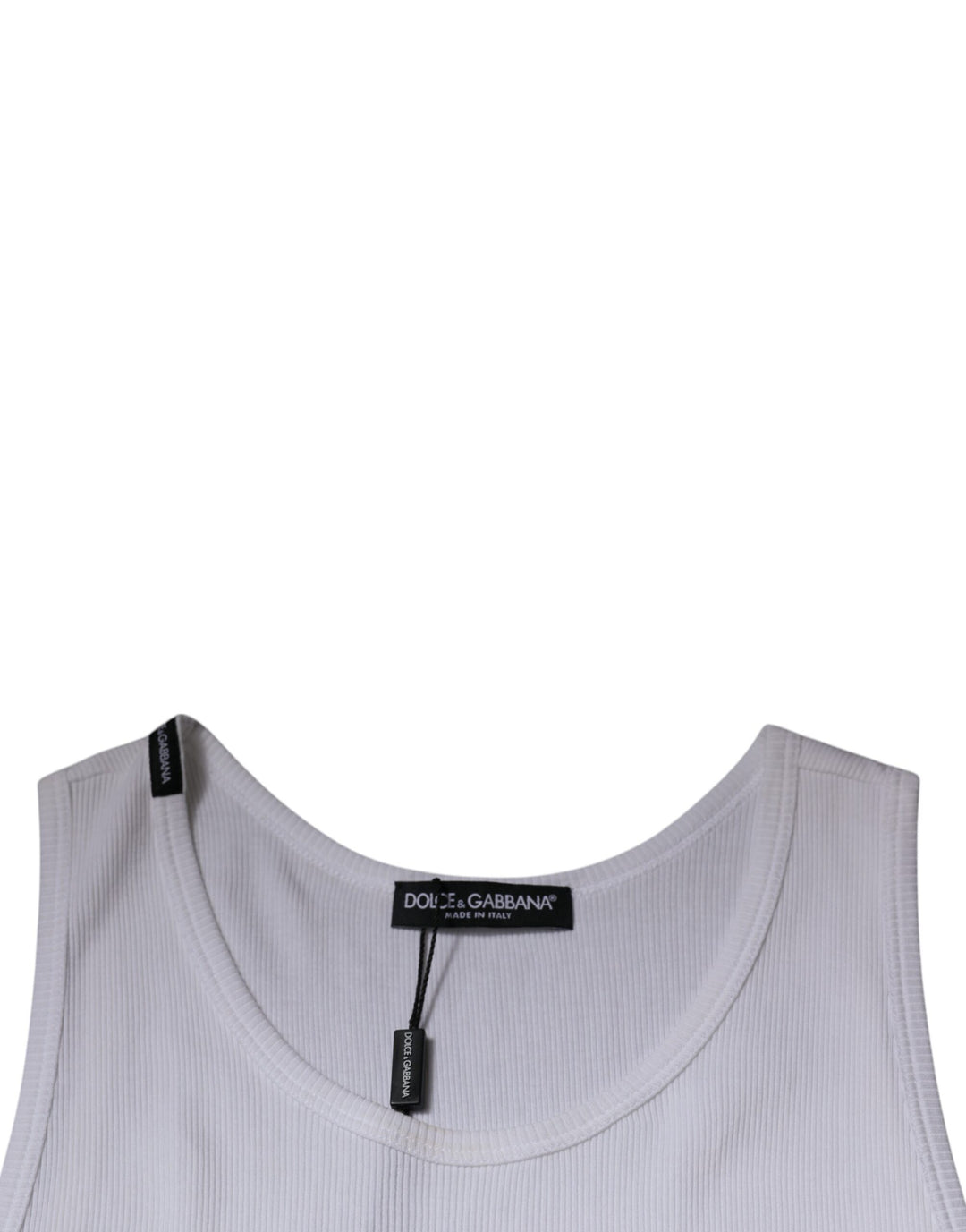 Dolce & Gabbana White Cotton Sleeveless Round Neck Tank T-shirt