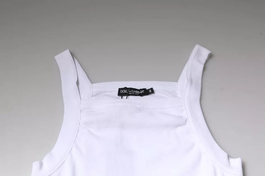 Dolce & Gabbana White Cotton Sleeveless Square Neck Tank T-shirt