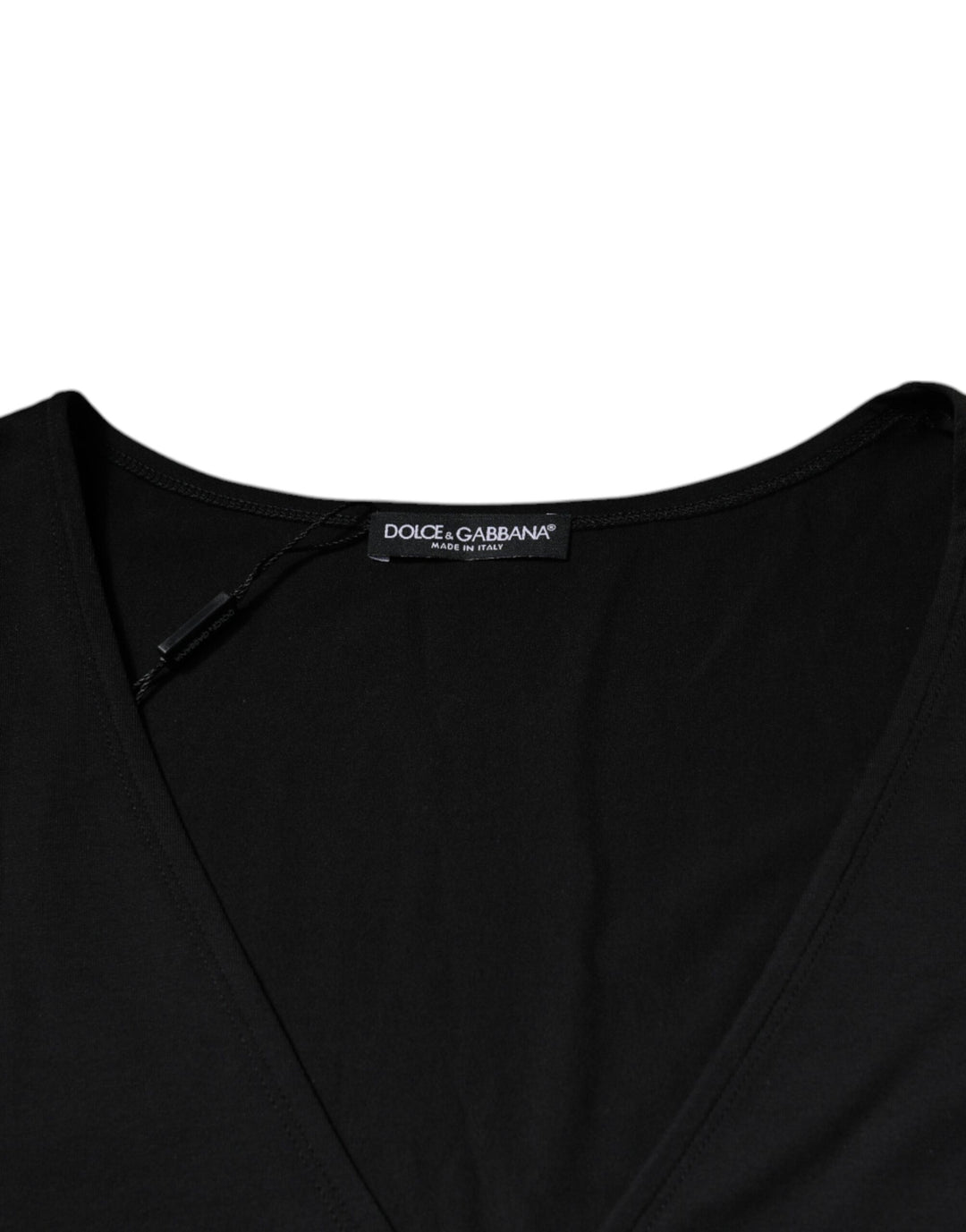 Dolce & Gabbana Black Cotton V-neck Short Sleeves T-shirt