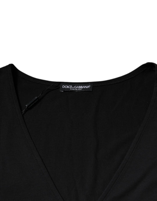 Dolce & Gabbana Black Cotton V-neck Short Sleeves T-shirt