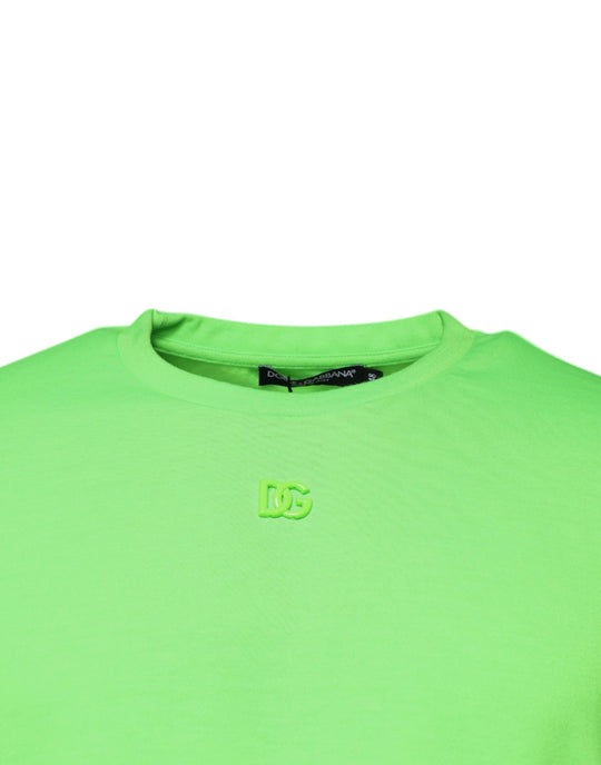 Dolce & Gabbana Green Logo Polyester Crew Neck T-shirt