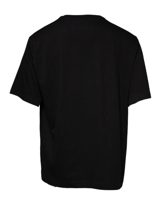 Dolce & Gabbana Black Logo Print Cotton Crew Neck T-shirt