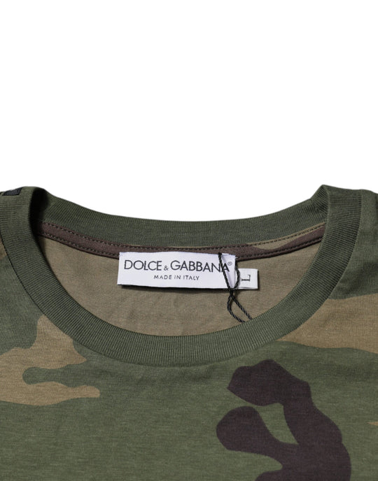 Dolce & Gabbana Multicolor Camouflage Cotton Crew Neck T-shirt