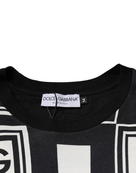 Dolce & Gabbana Black Logo Monogram Cotton Crew Neck T-shirt