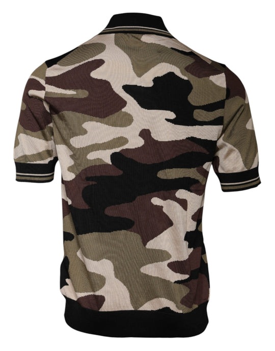 Dolce & Gabbana Multicolor Camouflage Collared Polo T-shirt