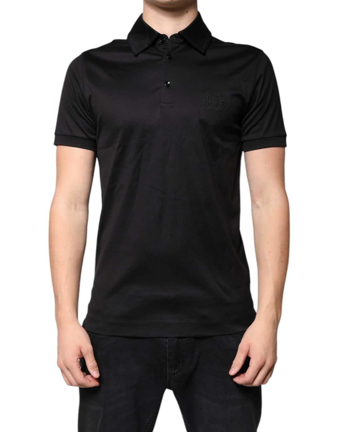 Dolce & Gabbana Black DG Collared Short Sleeves Polo T-shirt