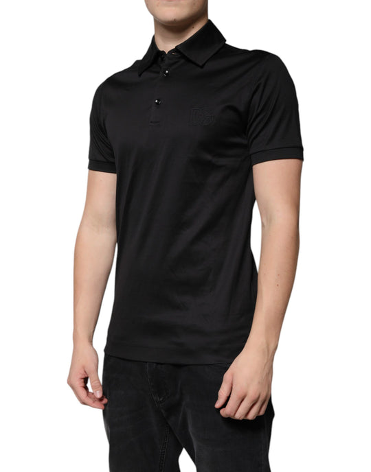 Dolce & Gabbana Black DG Collared Short Sleeves Polo T-shirt