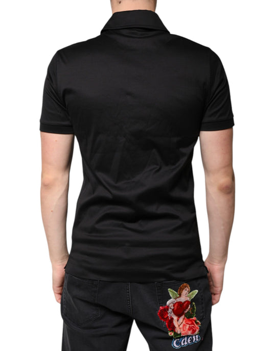 Dolce & Gabbana Black DG Collared Short Sleeves Polo T-shirt