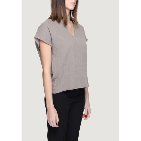 Jacqueline De Yong Gray Cotton Shirt