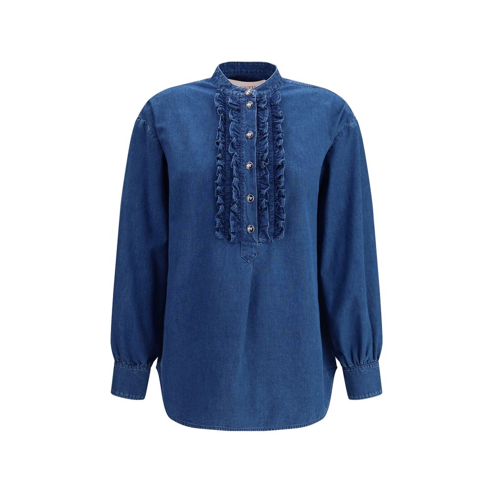 Valentino Pap Ruffle denim Shirts