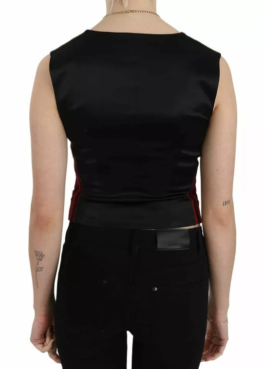 Dolce & Gabbana Red Black Stripe Vest Waistcoat Blouse Top