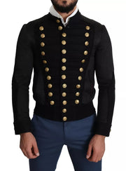 Dolce & Gabbana Black Button Embellished Military Jacket - ACCEXO