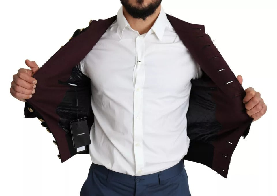 Dolce & Gabbana Black Button Embellished Military Jacket - ACCEXO
