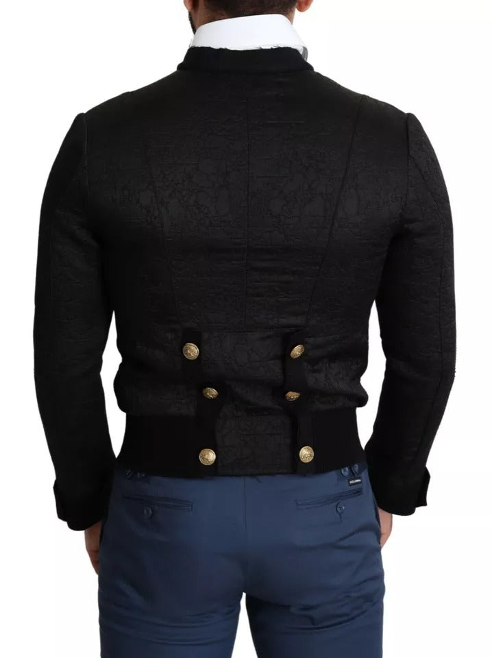Dolce & Gabbana Black Button Embellished Military Jacket - ACCEXO