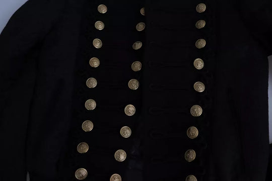 Dolce & Gabbana Black Button Embellished Military Jacket