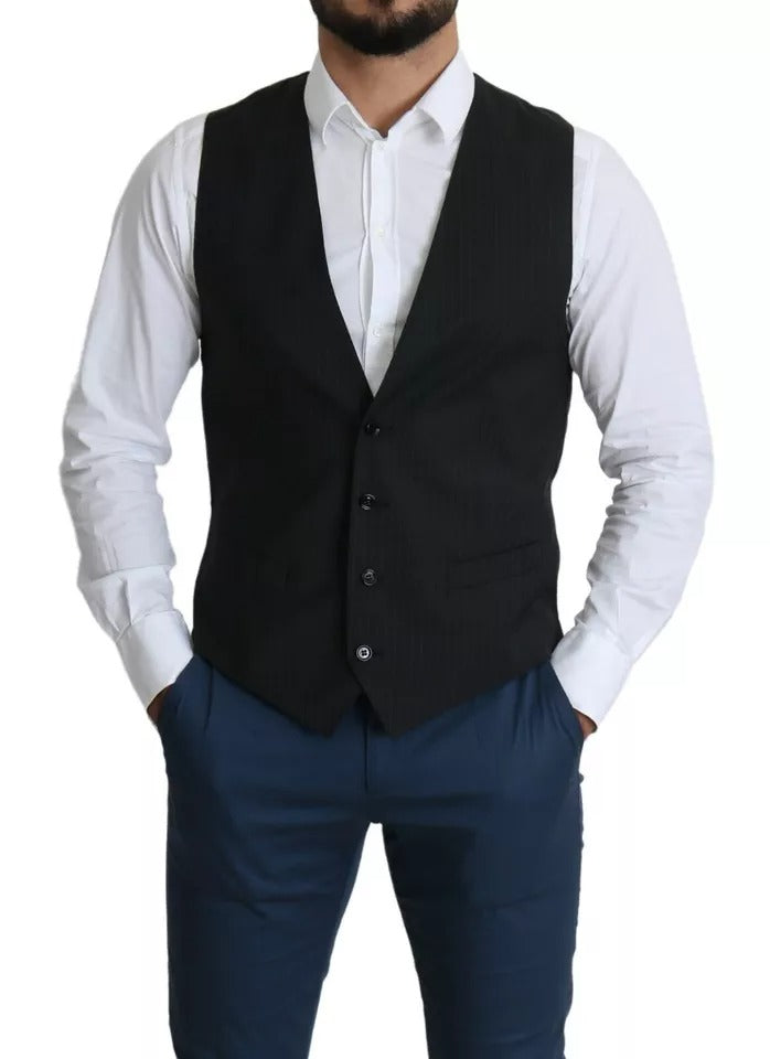 Dolce & Gabbana Black Men Formal STAFF Dress Waistcoat Vest