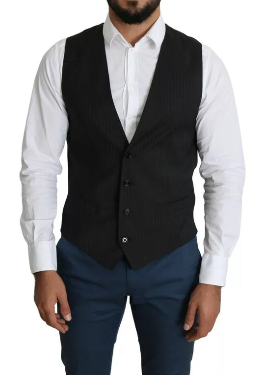 Dolce & Gabbana Black Men Formal STAFF Dress Waistcoat Vest