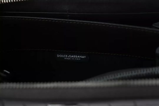 Dolce & Gabbana Brown Exotic Leather Zip Around Continental Clutch Wallet