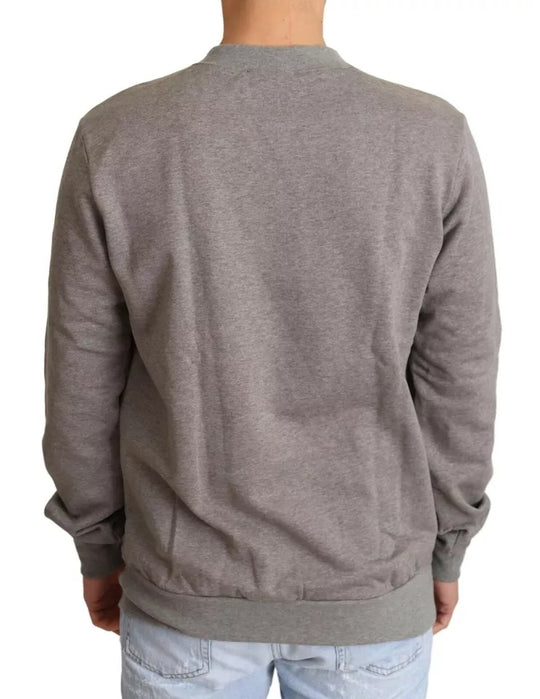 Dolce & Gabbana Gray Crown King Cotton Pullover Sweater