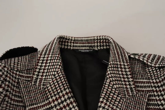 Dolce & Gabbana Gray Check Plaid Long Trench Coat Jacket