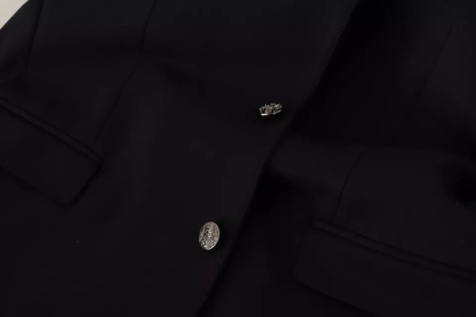 Dolce & Gabbana Black Cotton Slim Fit Coat Blazer Jacket