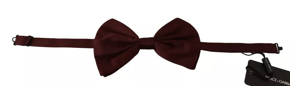 Dolce & Gabbana Maroon 100% Silk Adjustable Neck Bow Tie Men