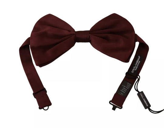 Dolce & Gabbana Maroon 100% Silk Adjustable Neck Bow Tie Men