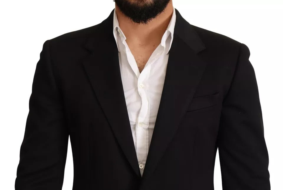 Dolce & Gabbana Black Cotton Slim Fit Coat Jacket Blazer