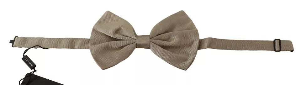 Dolce & Gabbana Silver Gray 100% Silk Adjustable Neck Bow Tie