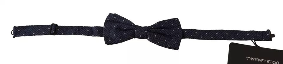 Dolce & Gabbana Blue Patterned Silk Adjustable Neck Bow Tie Men - ACCEXO