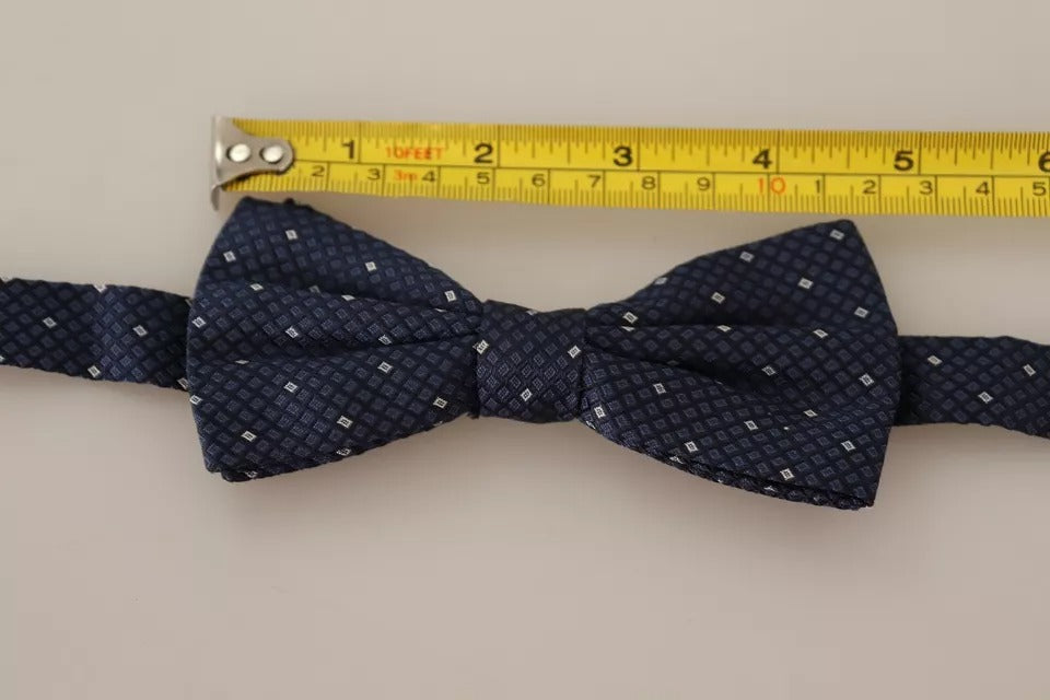 Dolce & Gabbana Blue Patterned Silk Adjustable Neck Bow Tie Men - ACCEXO