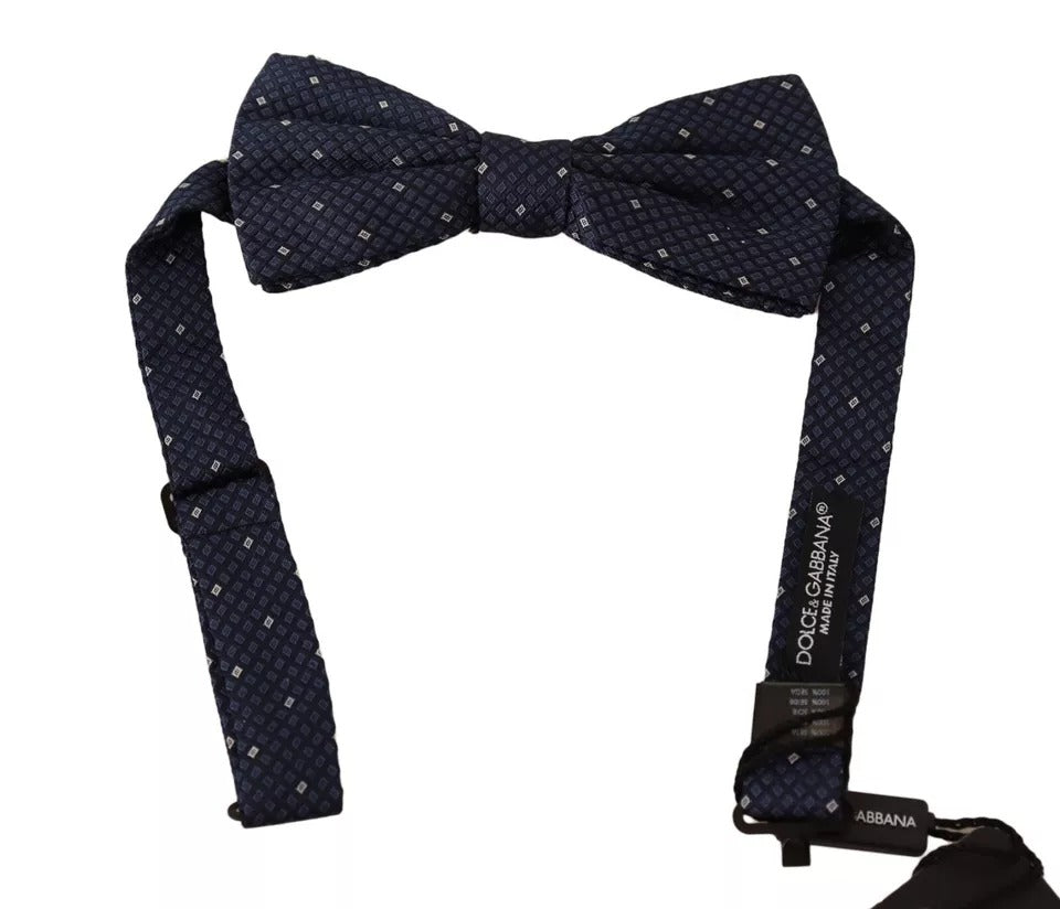 Dolce & Gabbana Blue Patterned Silk Adjustable Neck Bow Tie Men - ACCEXO