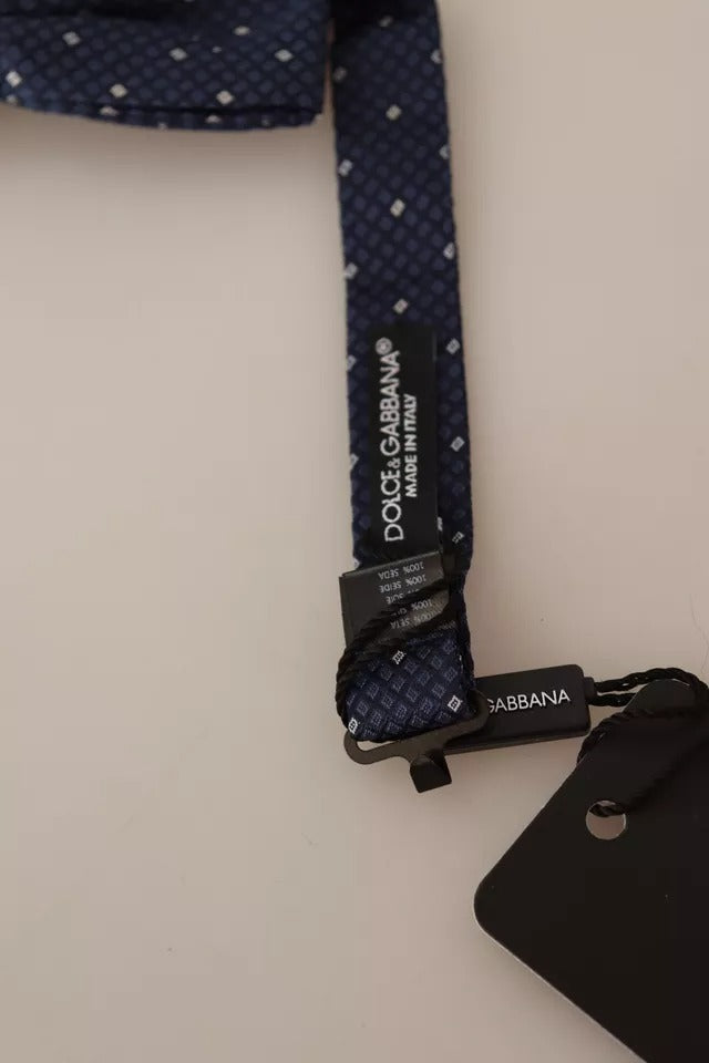 Dolce & Gabbana Blue Patterned Silk Adjustable Neck Bow Tie Men - ACCEXO
