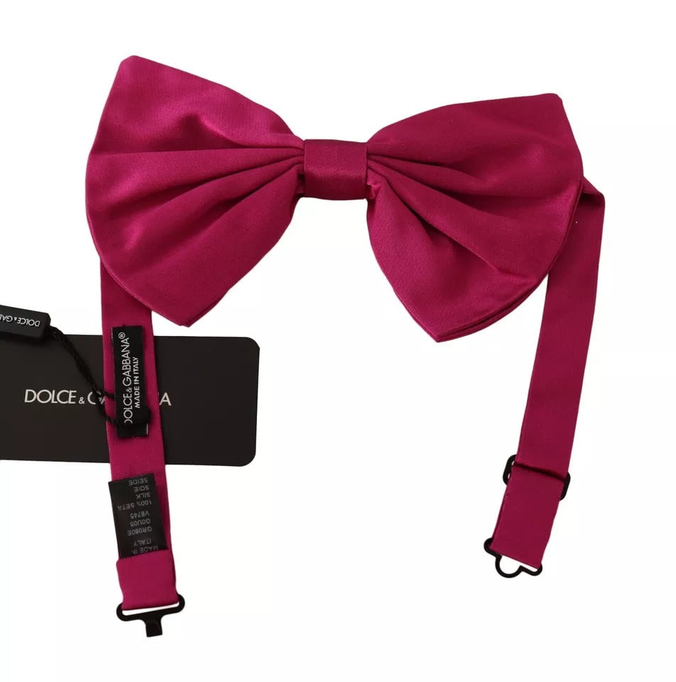 Dolce & Gabbana Pink 100% Silk Adjustable Neck Bow Tie Men - ACCEXO