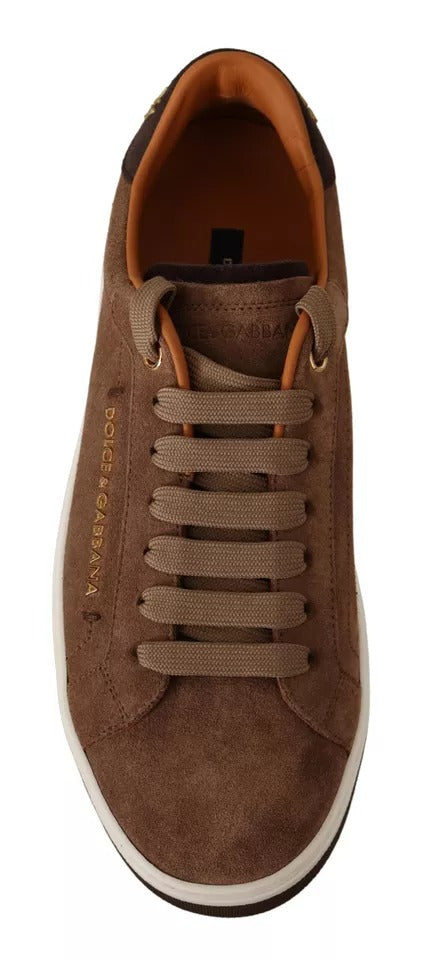 Dolce & Gabbana Brown Suede Logo Low Top Sneakers Men Shoes