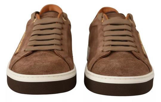 Dolce & Gabbana Brown Suede Logo Low Top Sneakers Men Shoes